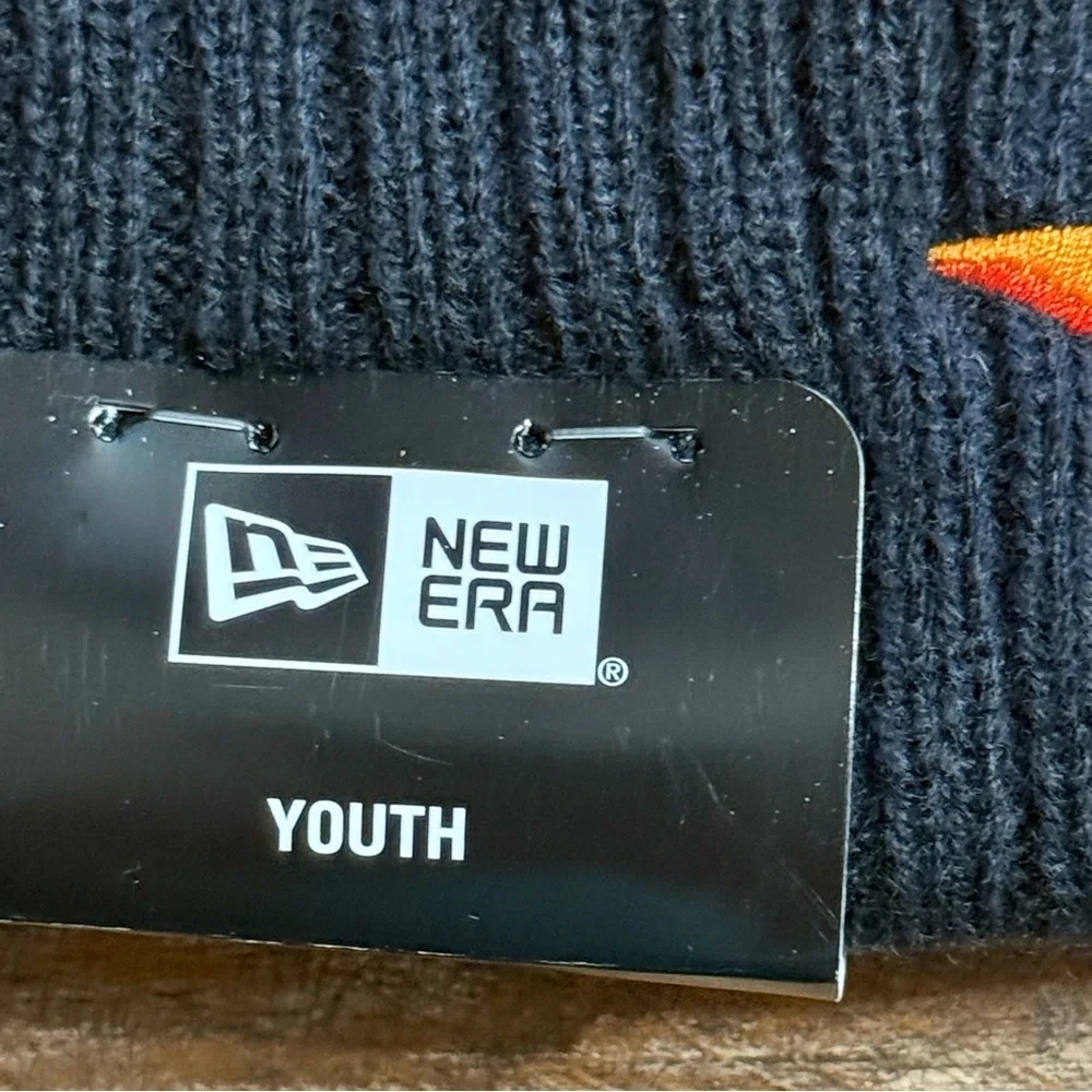 Ⓜ️New Era Youth Houston Astros‎ Knit Pom Beanie  Navy/Orange NWT
